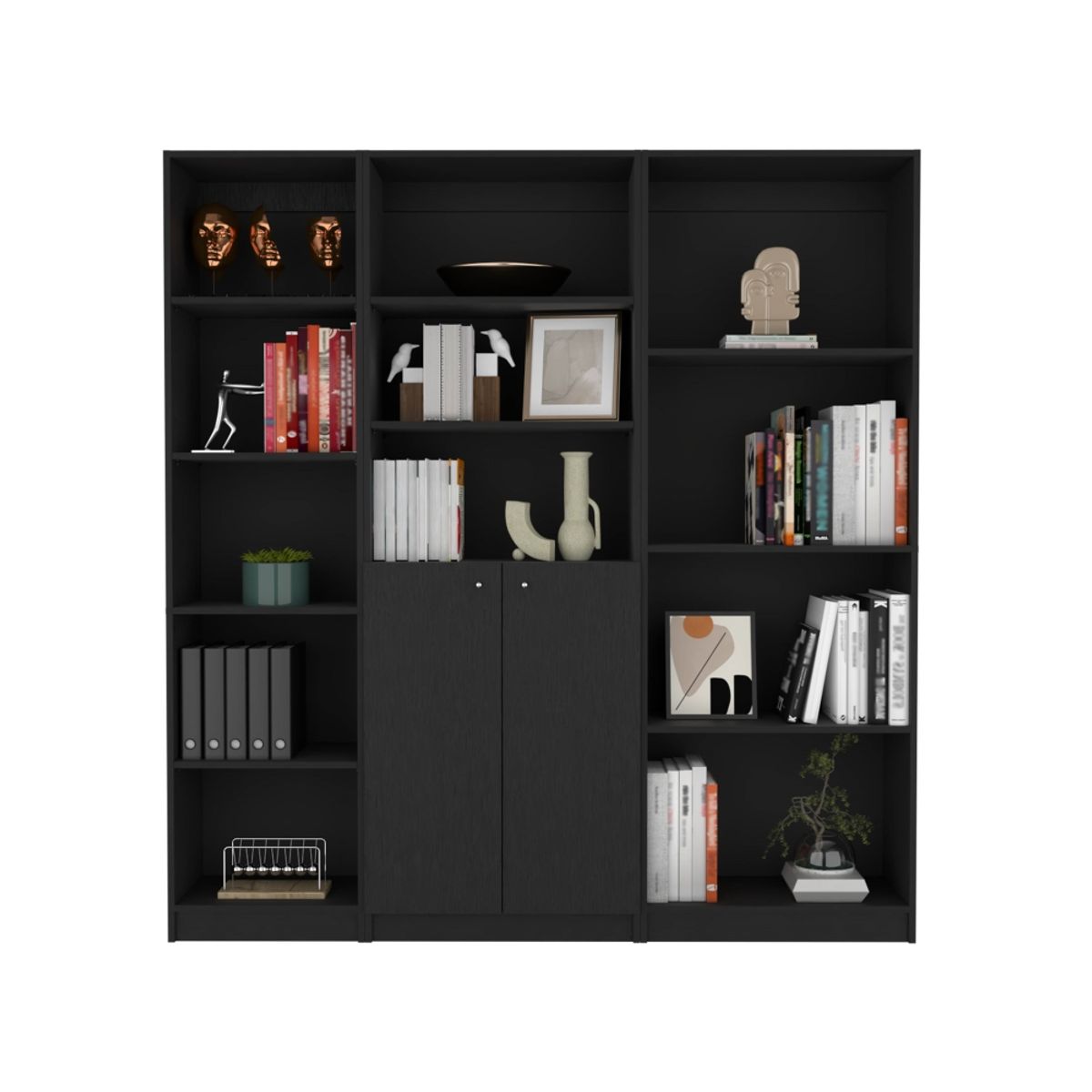 FMFURNITURE - Set Estante 45Cm + Estante 2 P + Estante 4 Repisas Fm-008N Negro