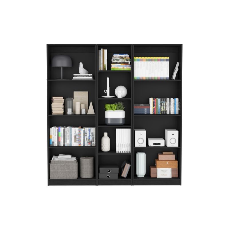 FMFURNITURE - Set 2 Estantes 4 Repisas + Estante 45Cm Fm-012N Negro