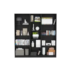 FMFURNITURE - Set 2 Estantes 4 Repisas + Estante 45Cm Fm-012N Negro