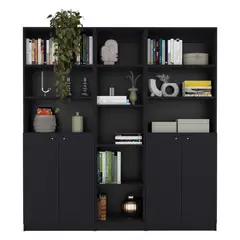 FMFURNITURE - Set 2 Estantes 2 Puertas + Estante 45Cm Fm-022N Negro