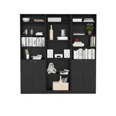 FMFURNITURE - Set 2 Estantes 2 P + Estante 4 R +3 Complemento Fm-031N Negro