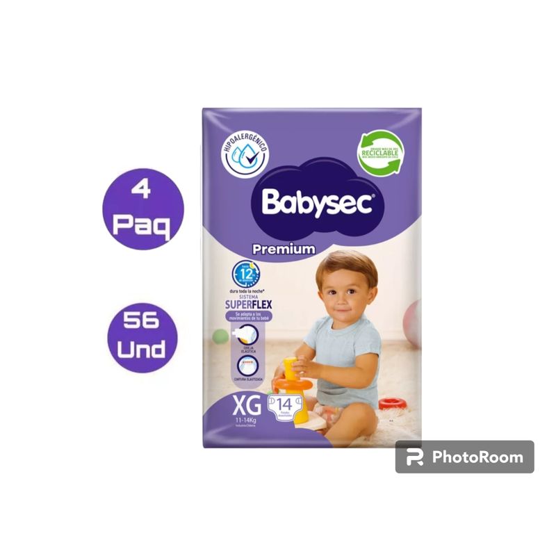 BABYSEC - Pañales Babysec Premium XG 56 pañales