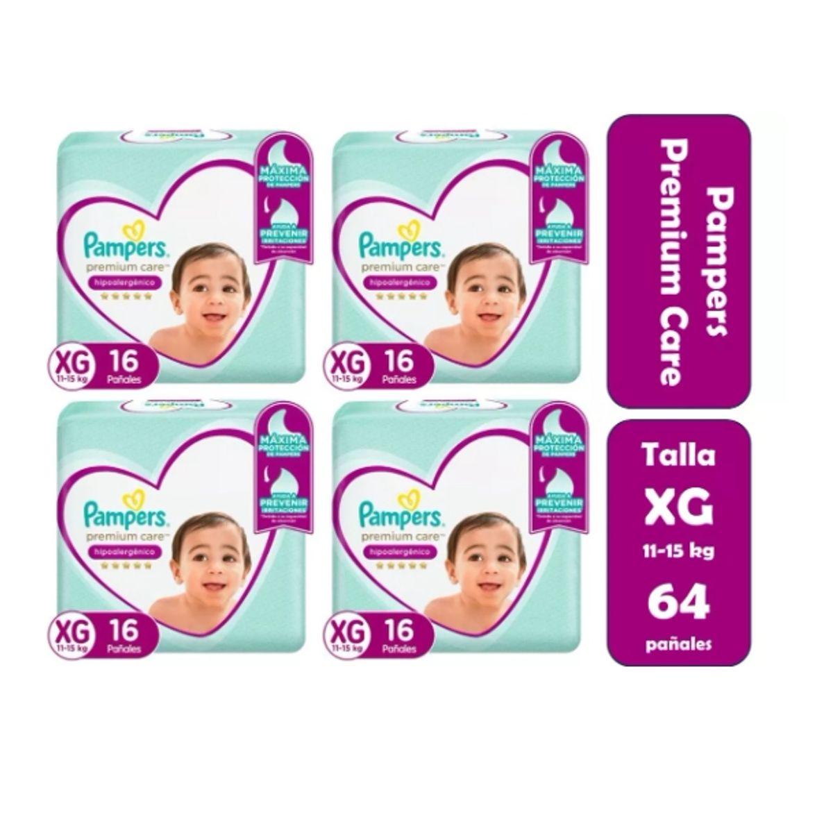 PAMPERS - Pañales Pampers Premium Care XG 64 pañales