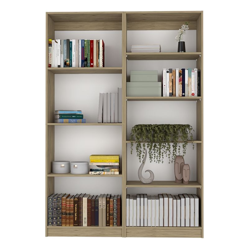 FMFURNITURE - Set Estante 4 Repisas + Estante 5 Repisas Fm-001C Cafe Claro