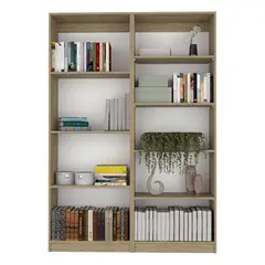 FMFURNITURE - Set Estante 4 Repisas + Estante 5 Repisas Fm-001C Cafe Claro