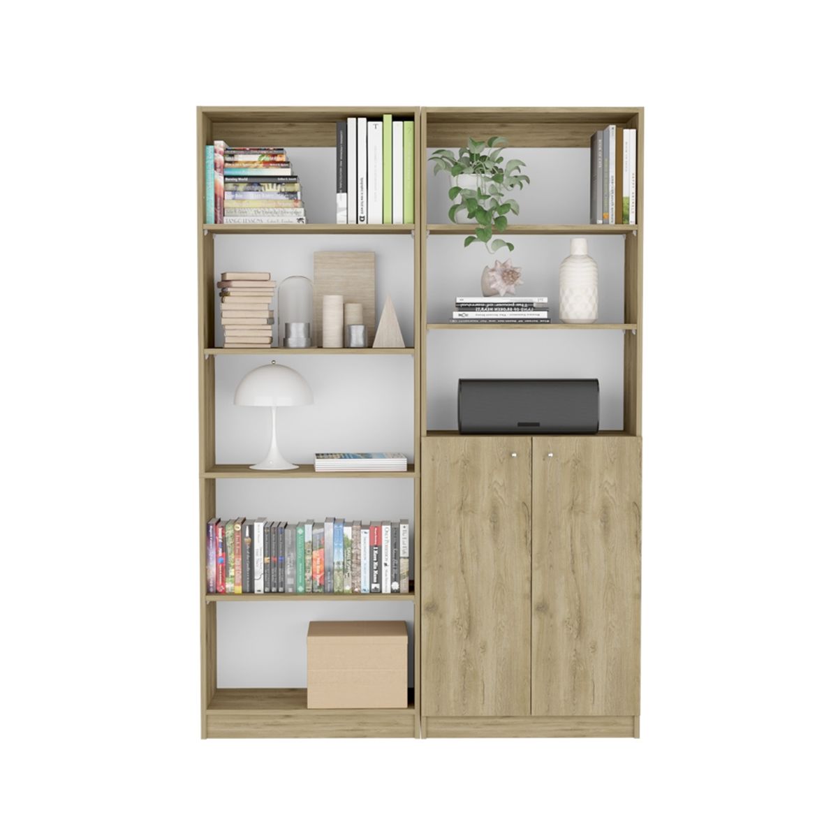 FMFURNITURE - Set Estamte 62 Cm + Estante 2 Puertas Fm-005C Cafe Claro