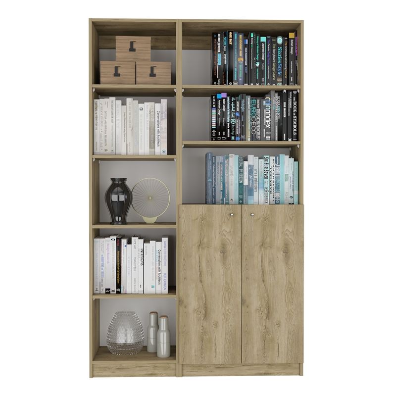FMFURNITURE - Set Estante 45Cm + Estante 2 Puertas Fm-006C Cafe Claro