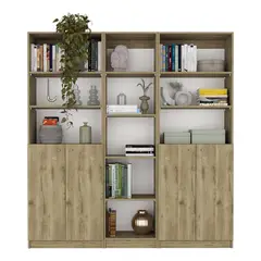 FMFURNITURE - Set 2 Estantes 2 Puertas + Estante 45Cm Fm-022C Cafe Claro