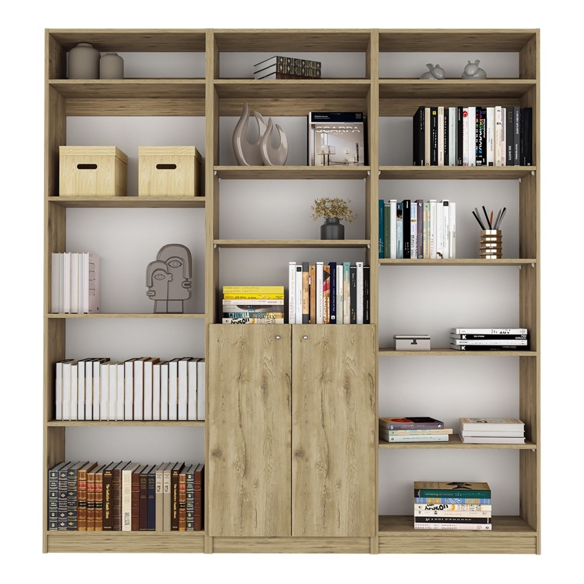 FMFURNITURE - Set 3 Estante + 3 Complemento Fm-026C Cafe Claro