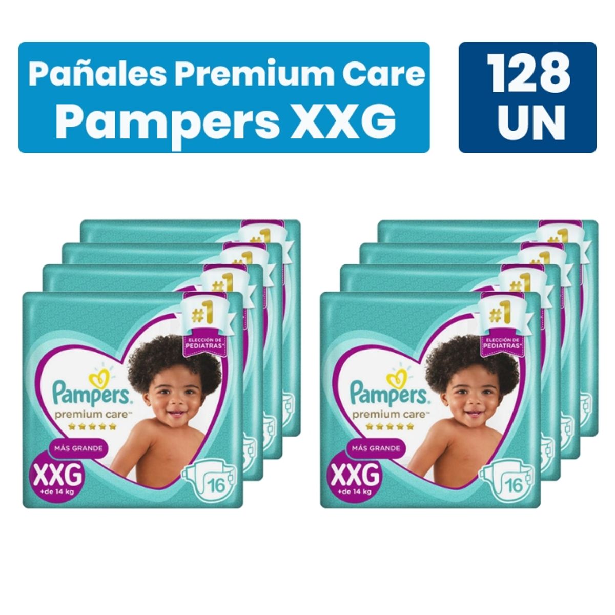 PAMPERS - Pañales Pampers Premium Care XXG 128 pañales