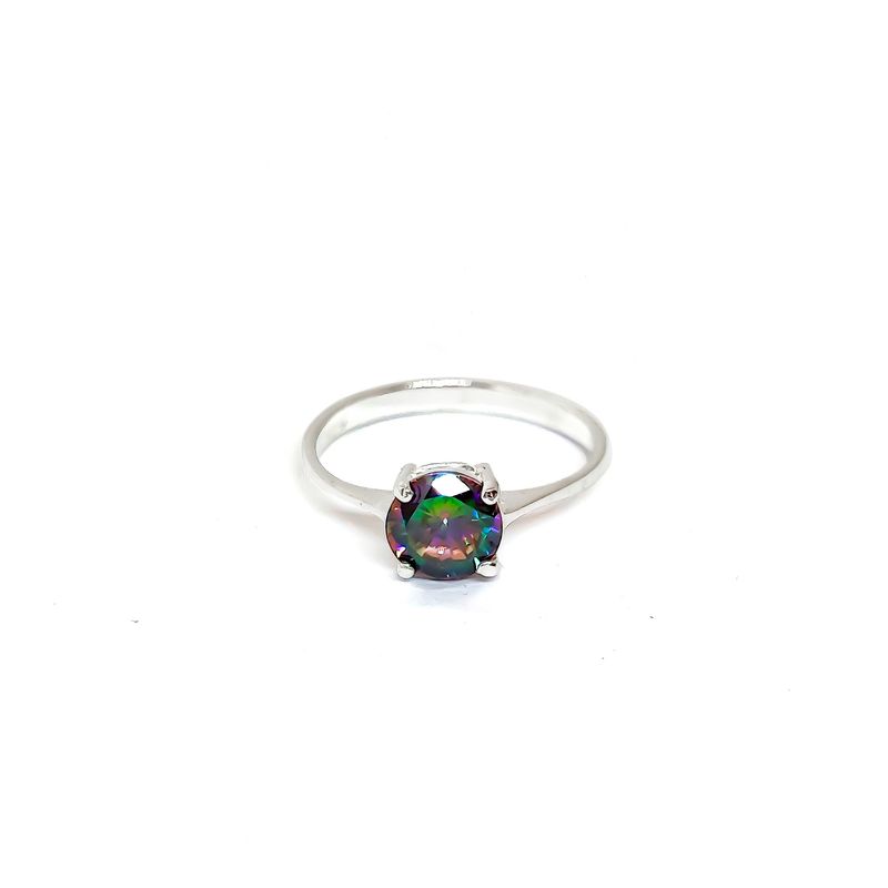 ANDREA COGGIOLA JOYAS - Anillo Solitario 4 Grifas Topacio Místico Plata Fina 925