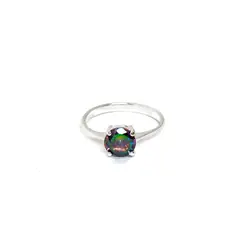 ANDREA COGGIOLA JOYAS - Anillo Solitario 4 Grifas Topacio Místico Plata Fina 925