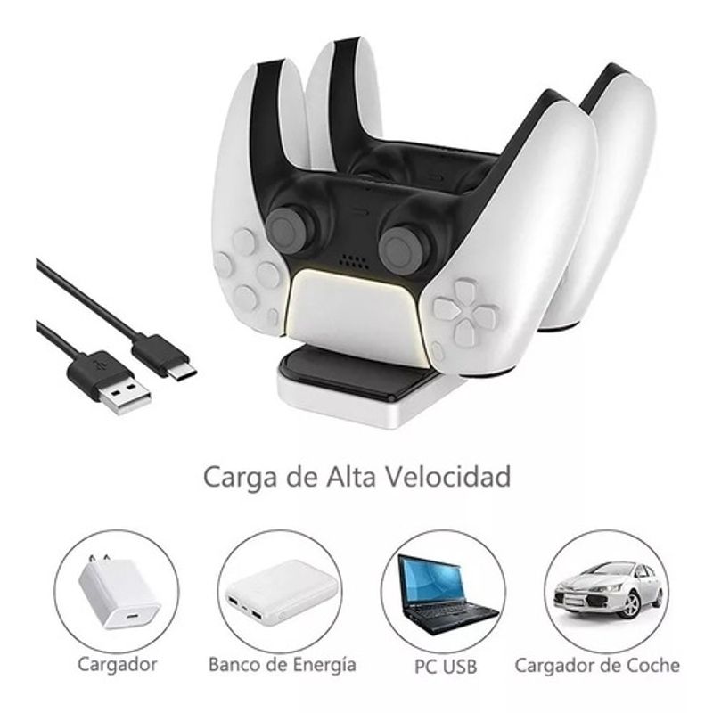 GENERICO - Base Cargador Ps5 Iplay Para Dualsense Slot De 2 Controles MJ-1000154