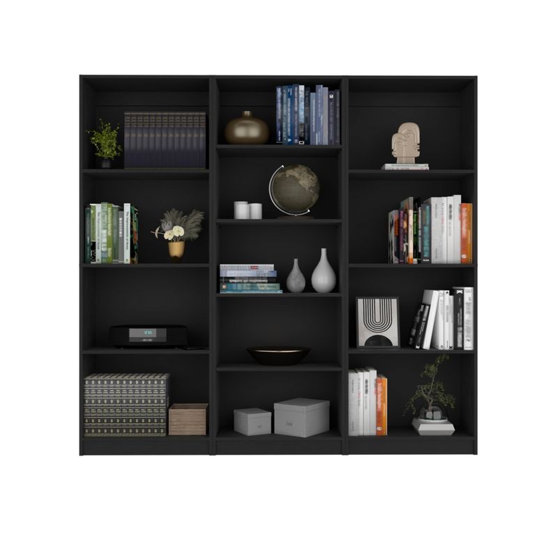 FMFURNITURE - Set 2 Estantes 4 Repisas + Estante 5 Repisas Fm-011N Negro
