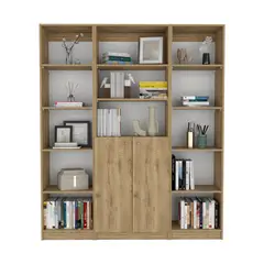 FMFURNITURE - Set 2 Estantes 45Cm + Estante 2 Puertas Fm-017C Cafe Claro