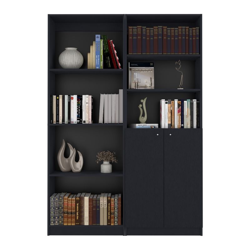 FMFURNITURE - Set Estante + Estante 2 Puertas Fm-003N Negro
