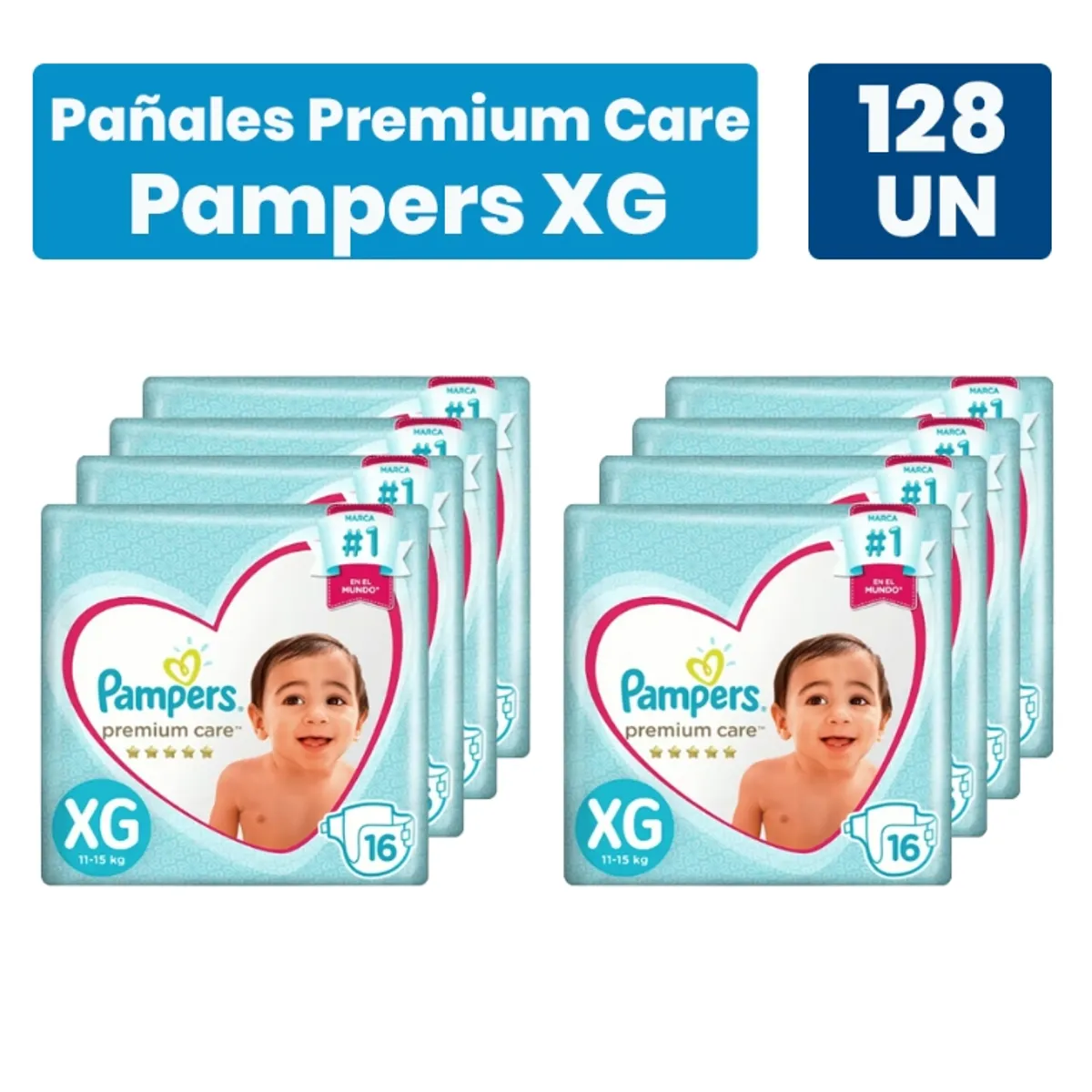 PAMPERS - Pañales Pampers Premium Care XG 128 pañales