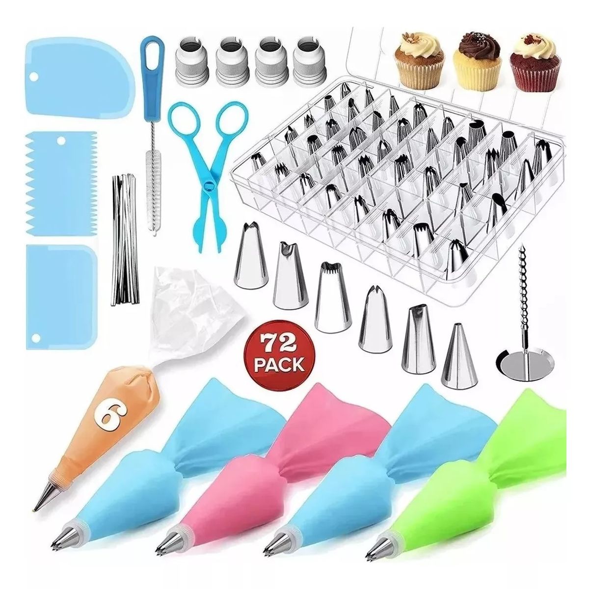 GENERICO - Kit Decoración Para Reposteria Boquillas Pasteleras 72 P