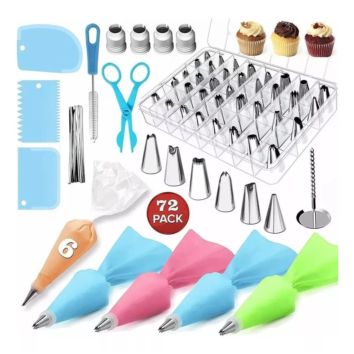 GENERICO - Kit Decoración Para Reposteria Boquillas Pasteleras 72 P