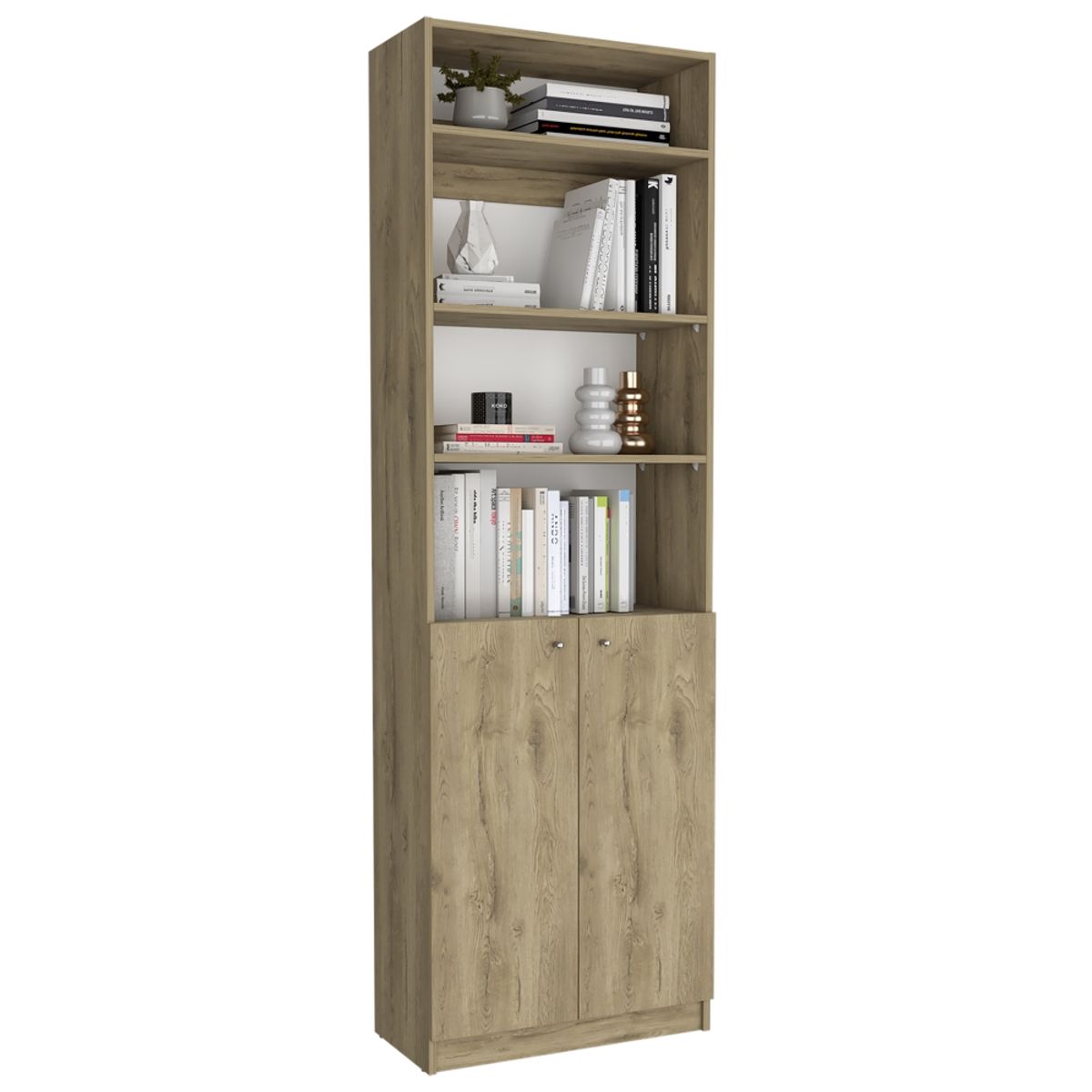 FMFURNITURE - Set Estante 2 Puertas + Complemento Fm-035C Cafe Claro