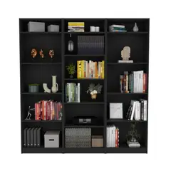 FMFURNITURE - Set 2 Estantes 4 R + Estante 5 R + 3 Complementos Fm-027N Negro