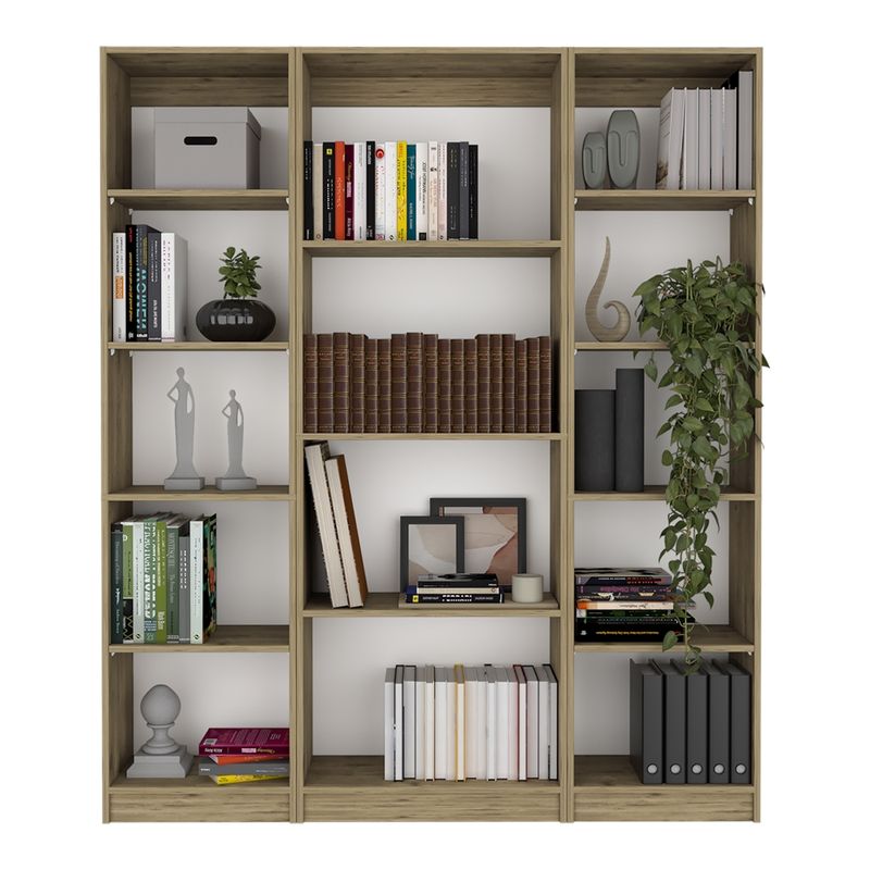 FMFURNITURE - Set 2 Estantes 45Cm + Estante 4 Repisas Fm-019C Cafe Claro