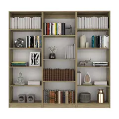 FMFURNITURE - Set 2 Estantes 5 Repisas + Estante 4 Repisas Fm-016C Cafe Claro