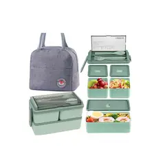 GENERICO - Bolso Lonchera Térmica Y Fiambrera Set Para Niños Adulto Gris