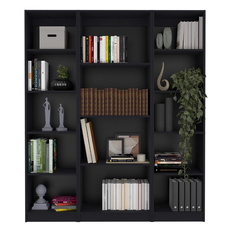 FMFURNITURE - Set 2 Estantes 45Cm + Estante 4 Repisas Fm-019N Negro