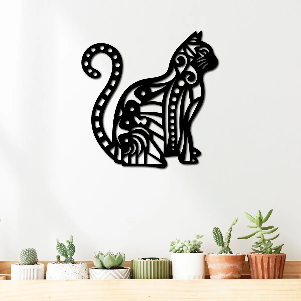 ELAB PROPIA - Cuadro Gato Mandala 40x40cm - Madera Fun Republic