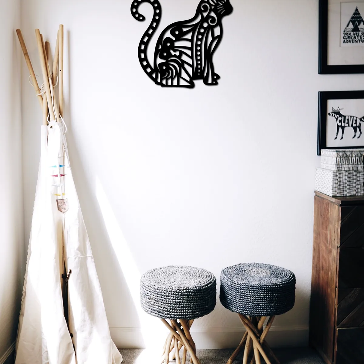 ELAB PROPIA - Cuadro Gato Mandala 40x40cm - Madera Fun Republic