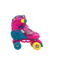 GENERICO - Patines 4 Ruedas Rush Girl Rosado-celeste Ajustable T 30-33