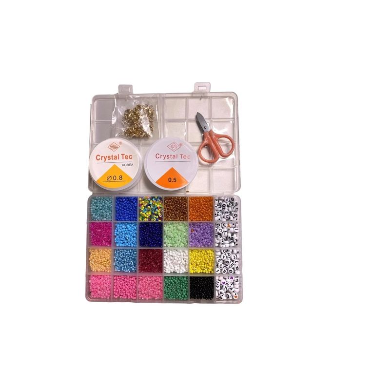 GENERICO - Set Manualidades Mostacillas 20 Colores + Accesorios