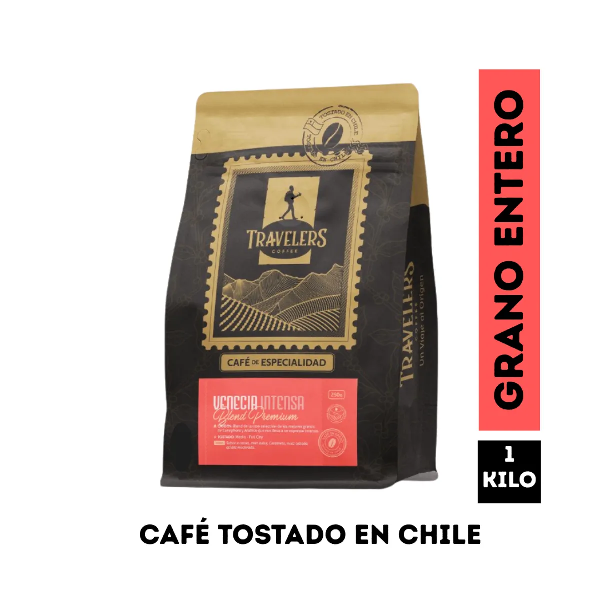 TRAVELERS COFFEE - Café de Grano Entero Venecia Intensa blend premium 1 kilo