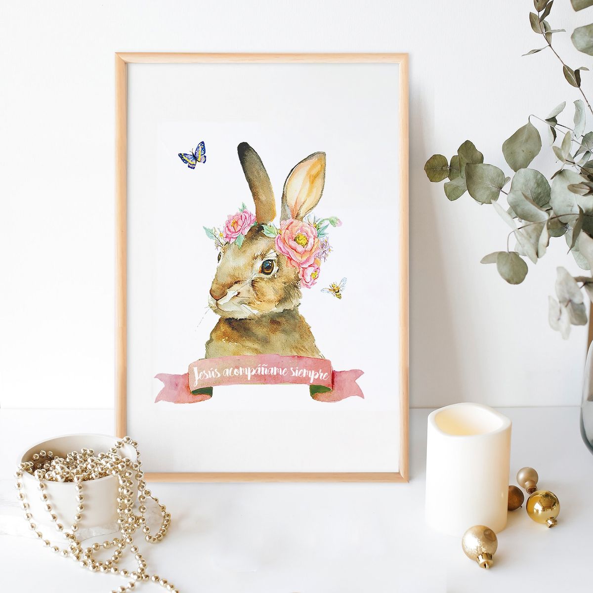 DECORACION PAJARITO - Cuadro religioso regalo bautizo frase Jesús