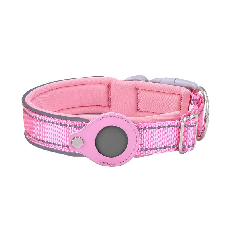 GENERICO - Collar Correa Perro Para Airtag Reforzada Reflectante XL Rosado