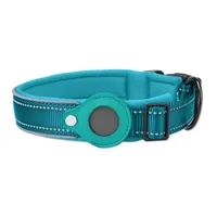 Collar Correa Perro Para Airtag Reforzada Reflectante XL Celeste