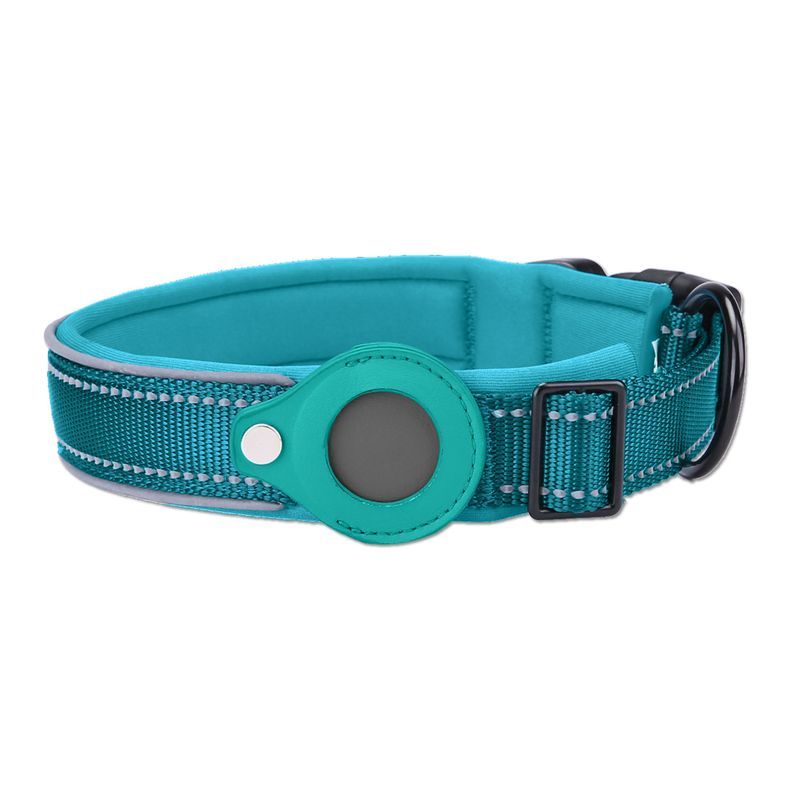 GENERICO - Collar Correa Perro Para Airtag Reforzada Reflectante XL Celeste