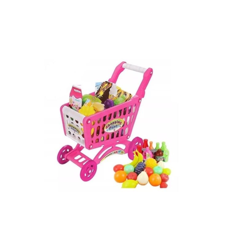 GENERICO - Carro De Supermercado Rosado 56 Accesorios Juguete