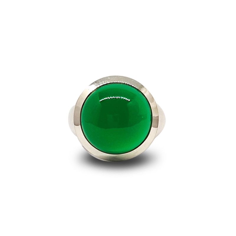ANDREA COGGIOLA JOYAS - Anillo Denali Ónix Verde Plata Fina 925