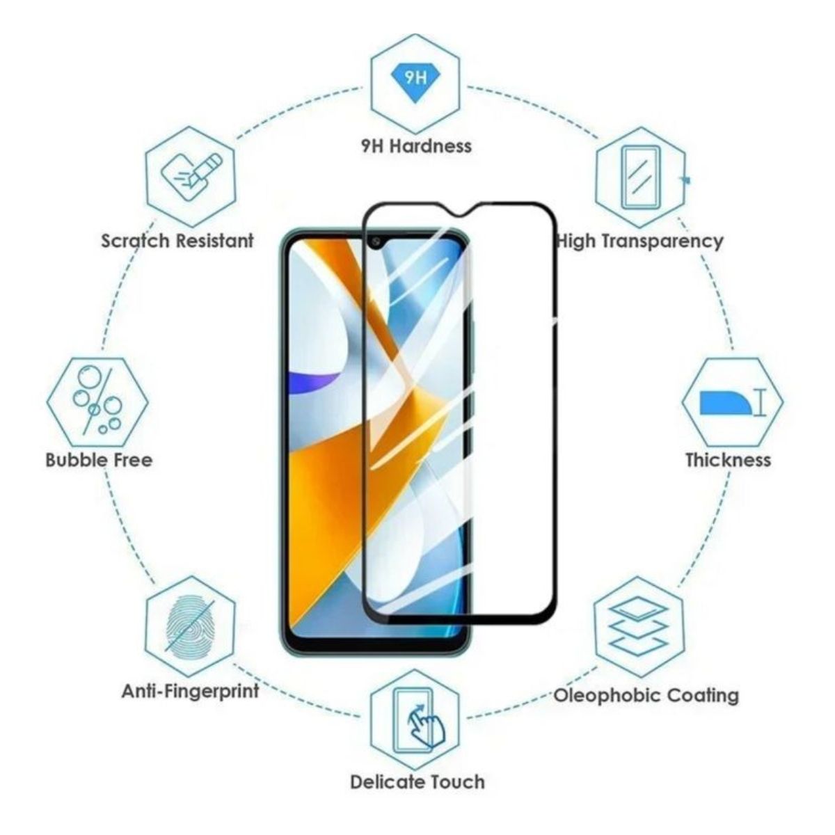 GENERICO - Lamina Mica Vidrio Templado Completa Para Xiaomi Poco C65