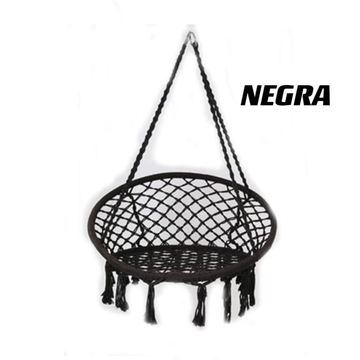 GENERICO - Silla Hamaca colgante tejida - Jardin Living Terraza - Color Negro