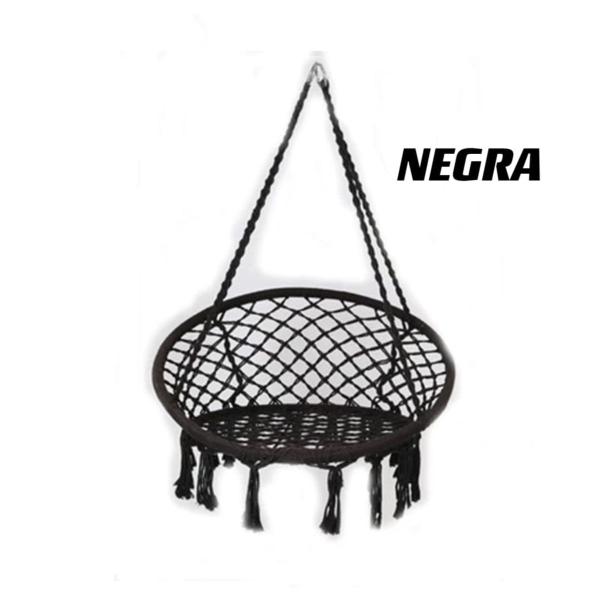 GENERICO - Silla Hamaca colgante tejida - Jardin Living Terraza - Color Negro