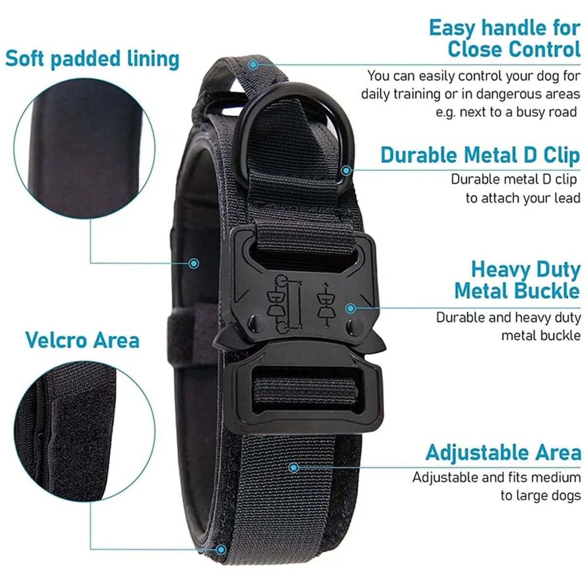 BANANA TIENDA - Collar Para Perro Reforzado Ajustable Resistente L Militar
