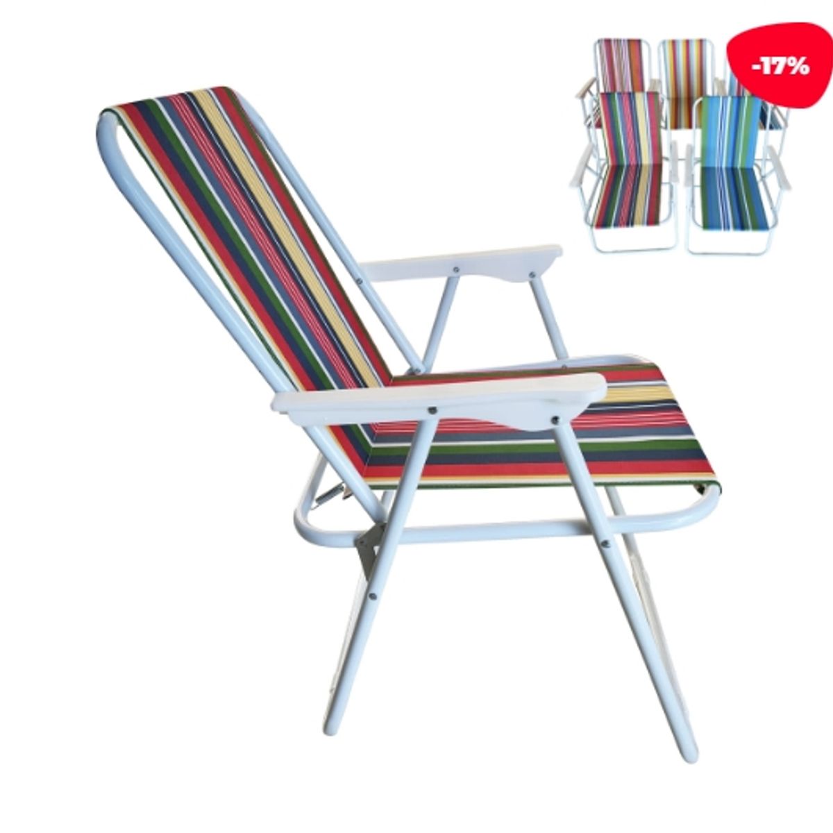 GENERICO - Silla De Camping Diseño De Rayas 51X46X75CM