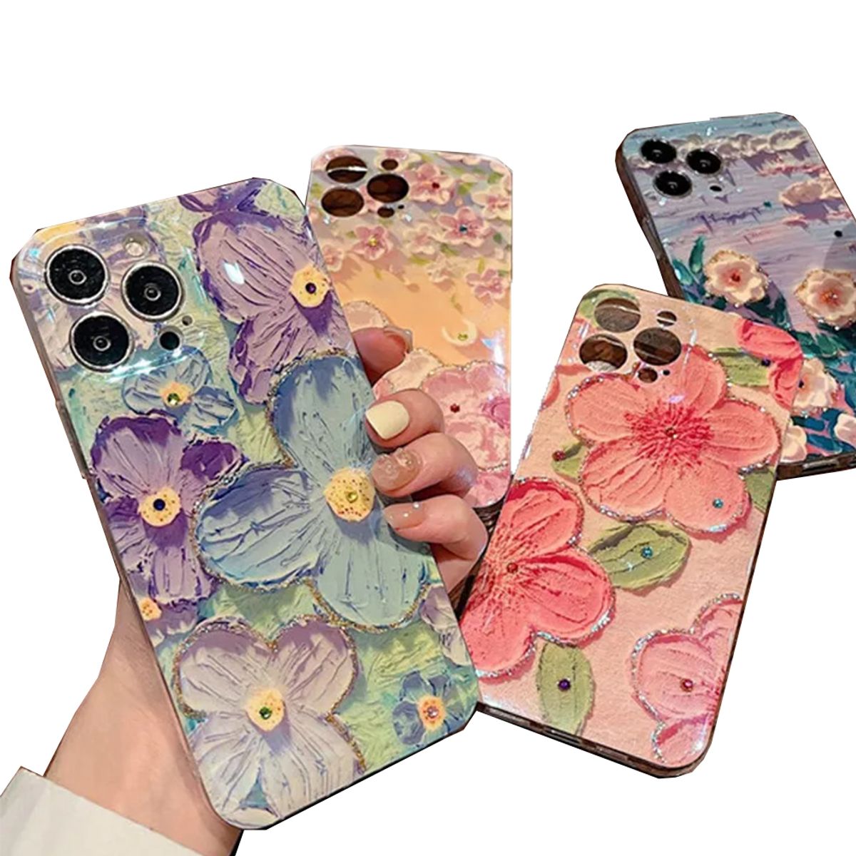 GENERICO - Carcasa Para iPhone 13 / 14 Flores Azul 3d Premium