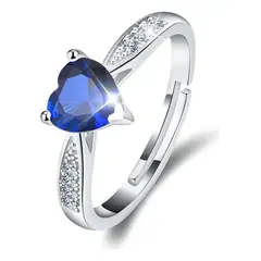 GENERICO - Anillo Corazon Compromiso Plata Fina 925 Regalos Joyas Mujer - Azul - 0