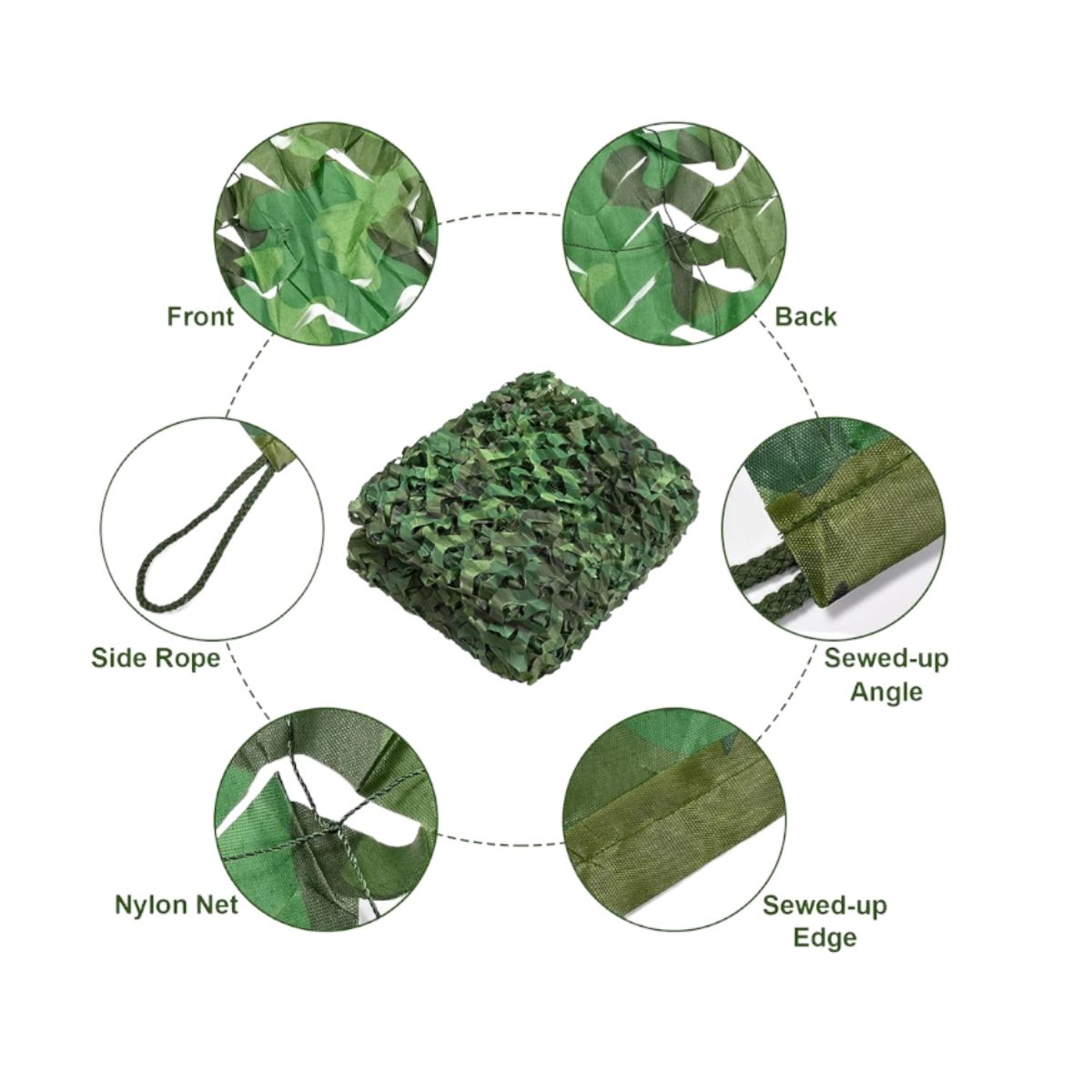 GENERICO - Malla Camuflada color Verde da protección contra viento y sol