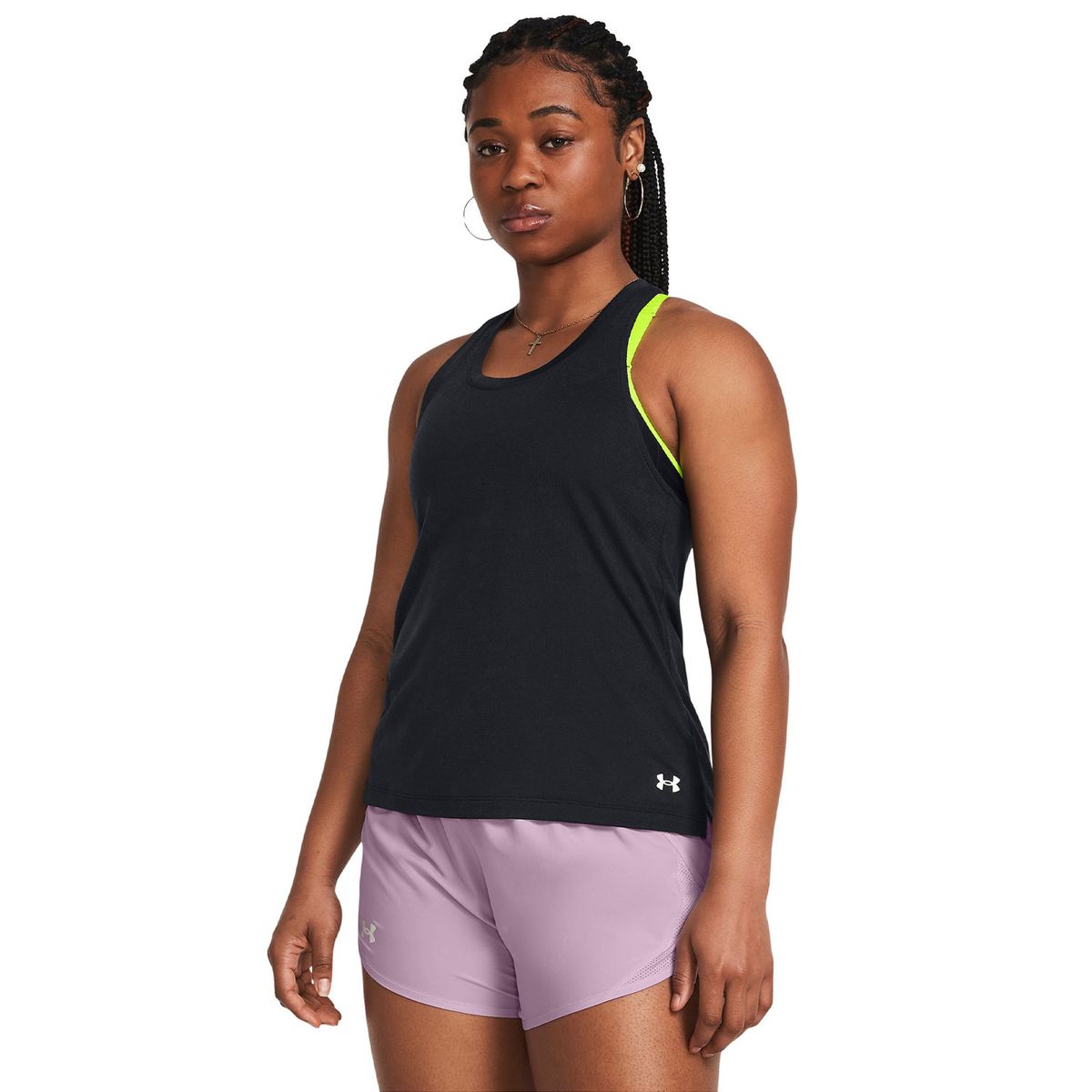 UNDER ARMOUR - Polera UA Launch Splatter mujer Negro UNDER ARMOUR