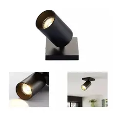 GENERICO - Foco Aplique Porta Gu10 Negro Techo O Muro Orientable Con Ampolleta Luz Neutra
